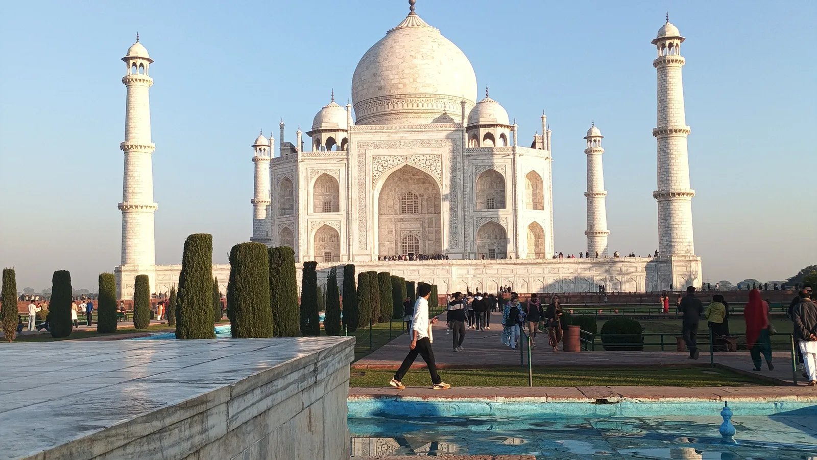 The Taj Mahal reflected in the garden pool