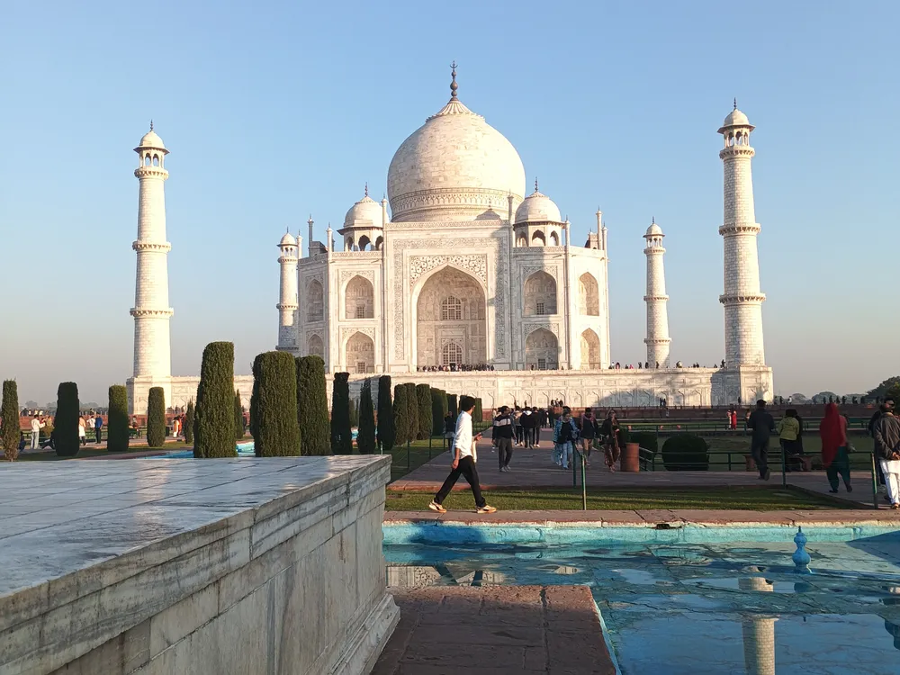 Taj Mahal o zachodzie słońca